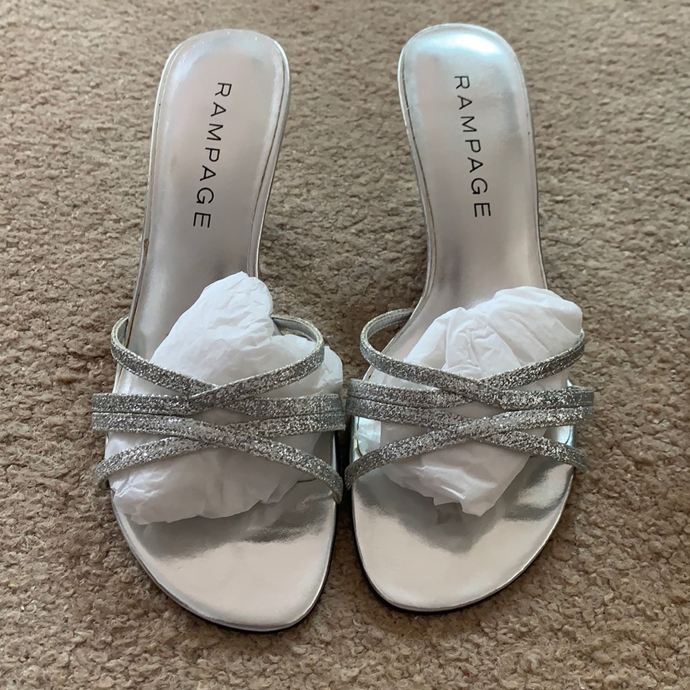 Glitter silver heels/prom shoes